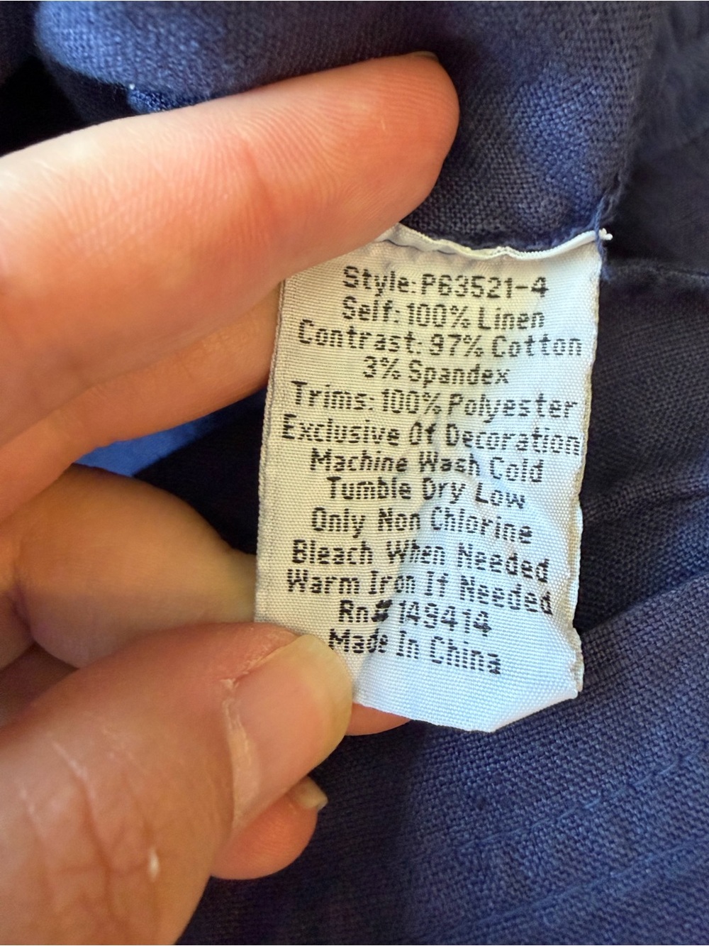 HTF JOHNNY WAS Pete & Greta Blue Travel Stamp Embroidered Linen Joggers Size XS - Picture 7 of 7